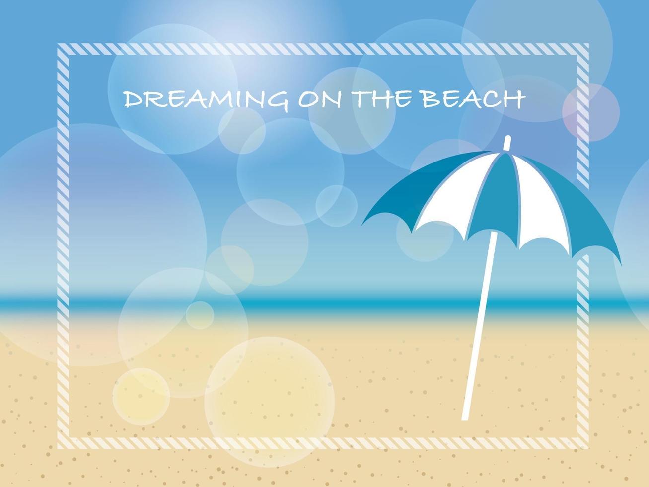 Vector summer background illustration with a beach parasol and text space