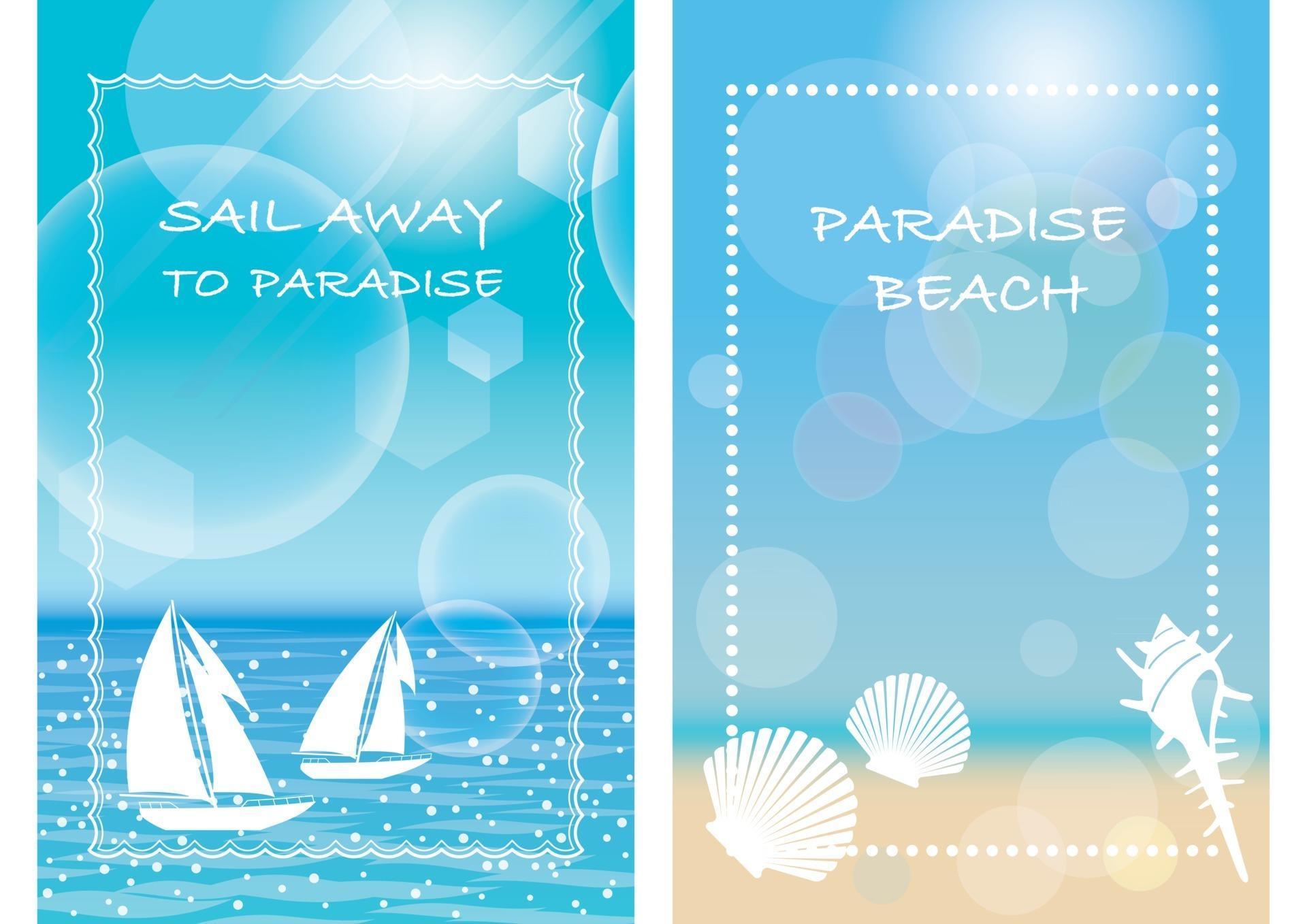 Vector Summer Background Set With Text Space Isolated On A White