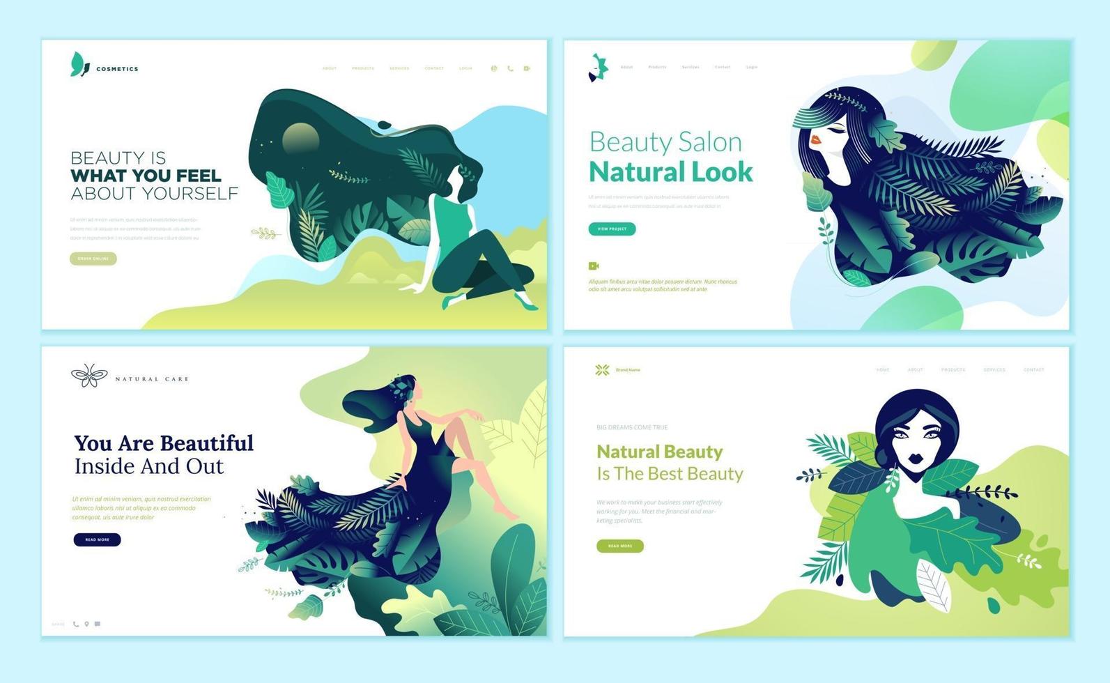 Set of Beauty Web Page Design Templates vector