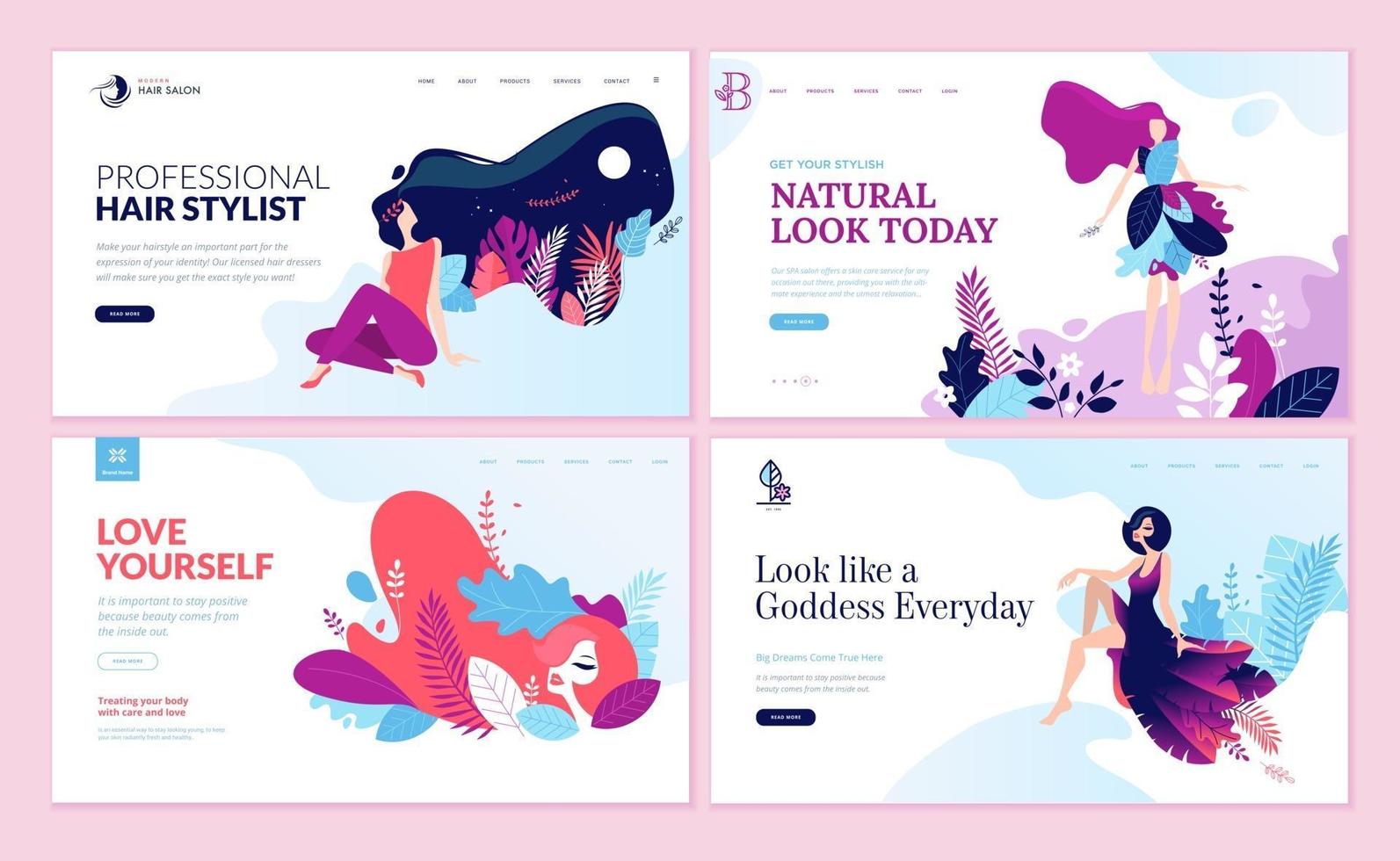 Set of Beauty Web Page Design Templates vector