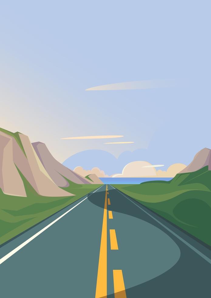 Road leading to the ocean in vertical orientation vector