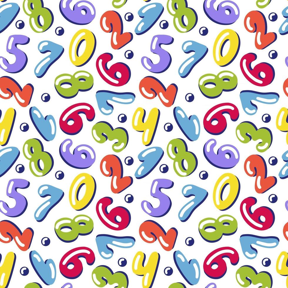 Cartoon numbers seamless pattern vector