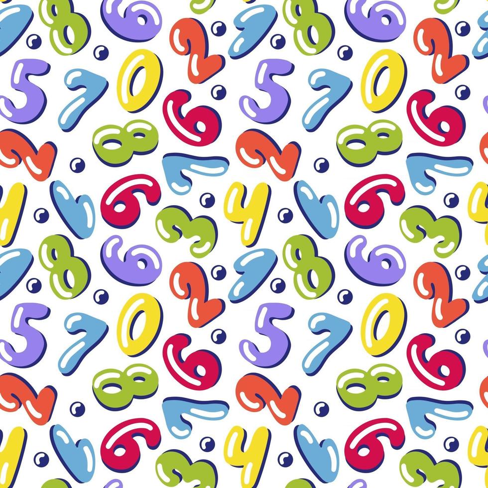 Cartoon numbers seamless pattern vector