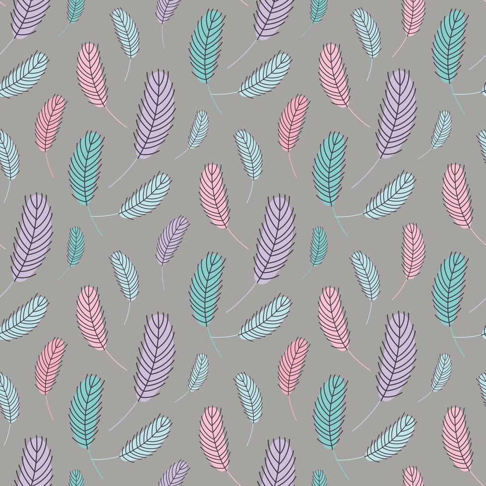 feathers seamless pattern in boho style .  vector illustration