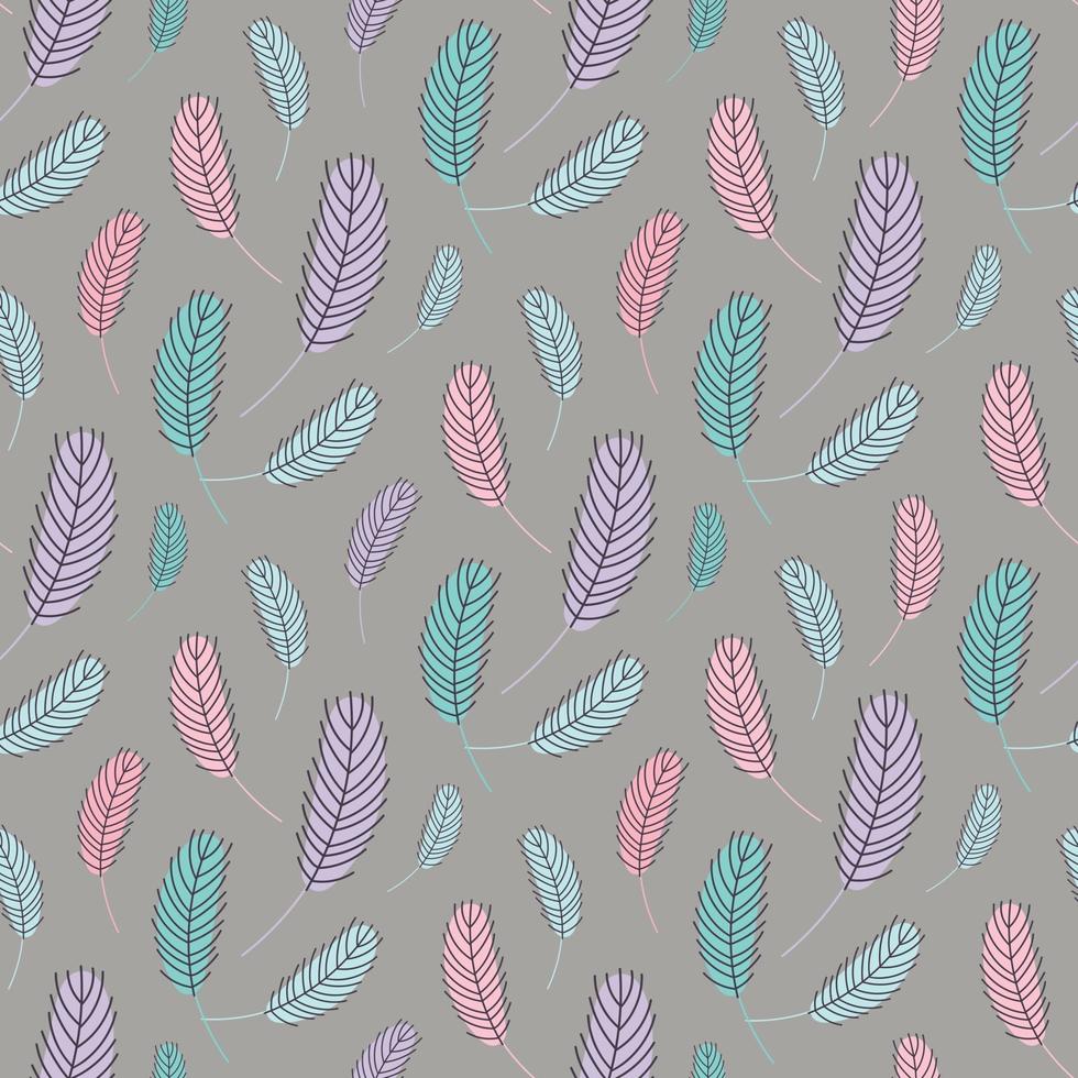 feathers seamless pattern in boho style .  vector illustration