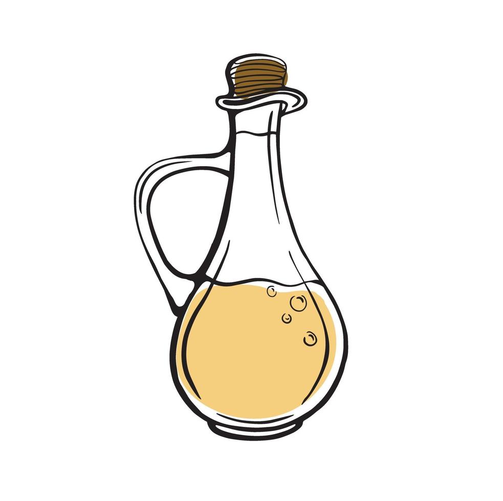 botella de aceite de oliva. dibujado a mano ilustración vectorial vector
