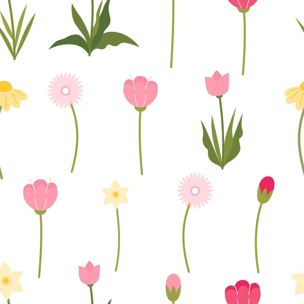 patrón de vector de repetición perfecta de flores de primavera