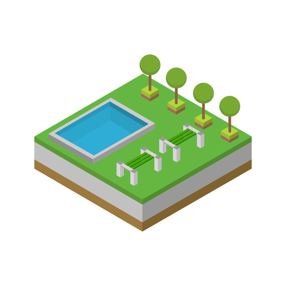 Isometric Swimming Pool On White Background vector