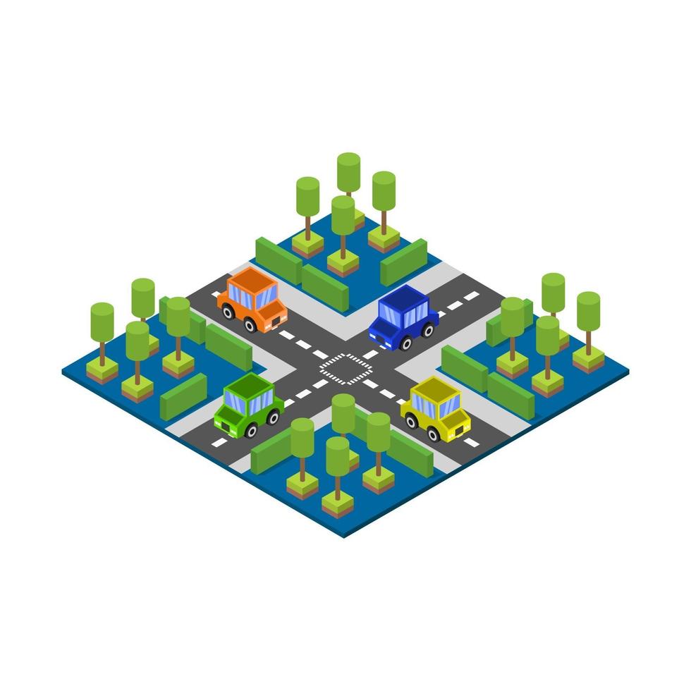 Isometric Road Crossing On White Background vector