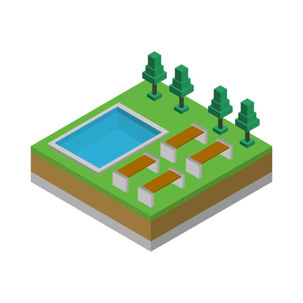 Isometric Swimming Pool On White Background vector