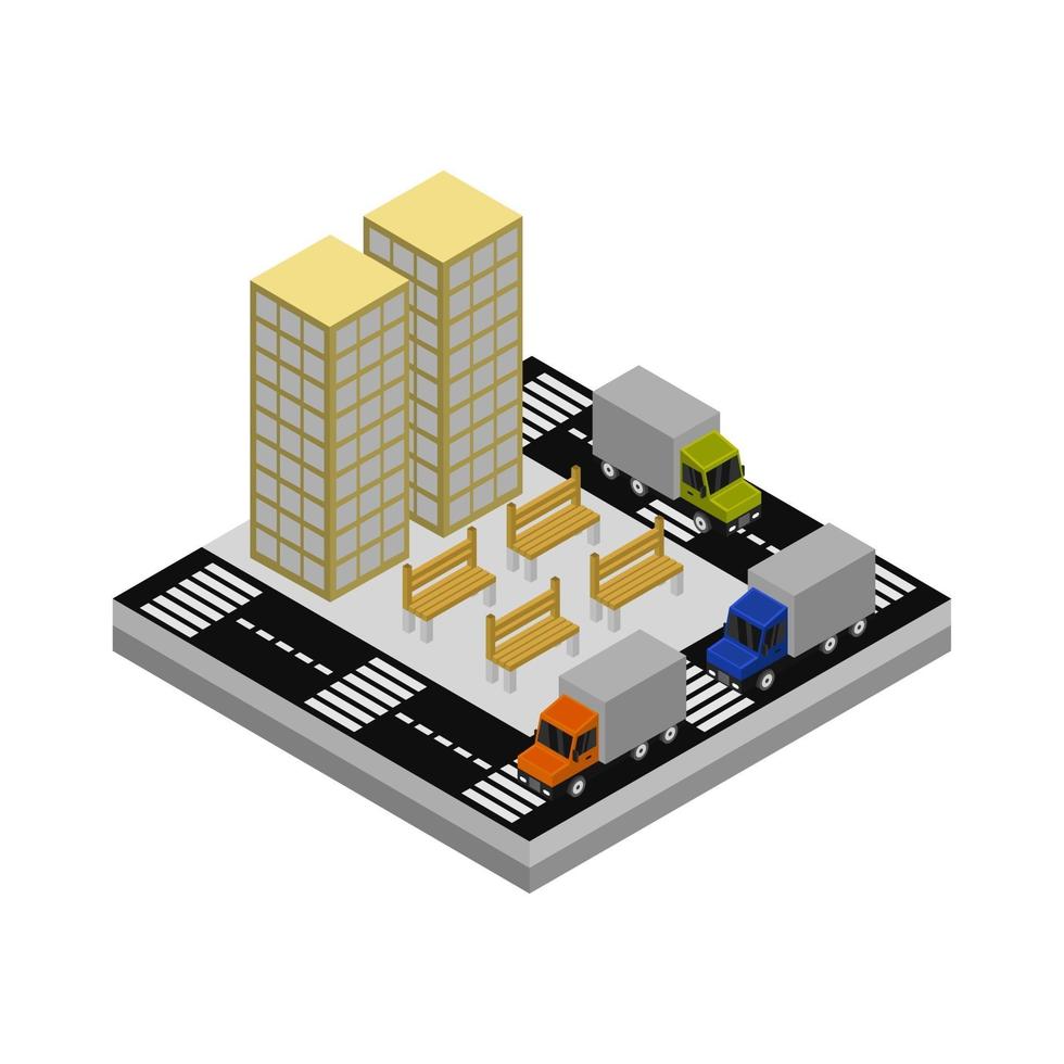 Isometric City On White Background vector