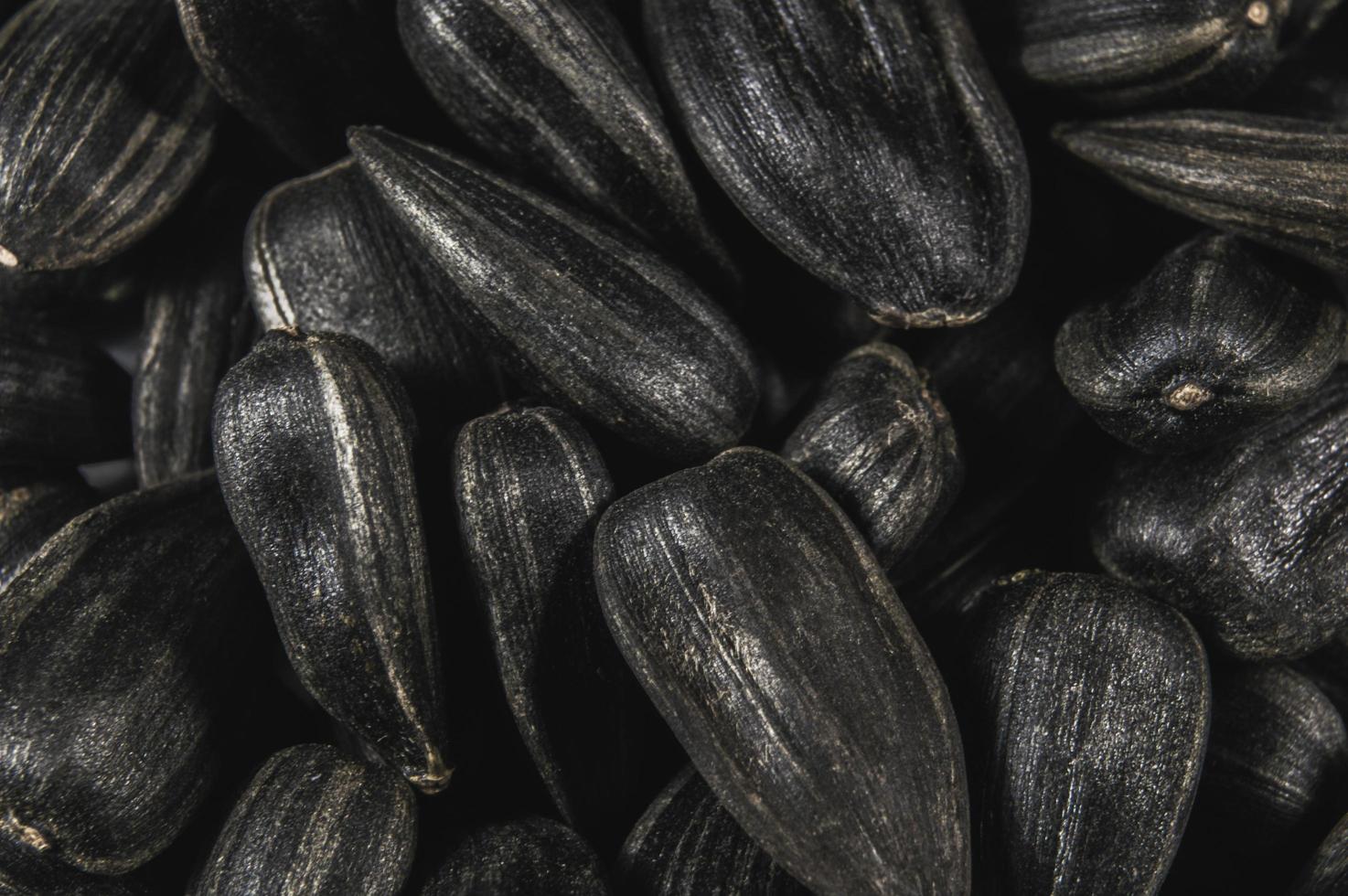 Black sunflower seeds in  macro photo