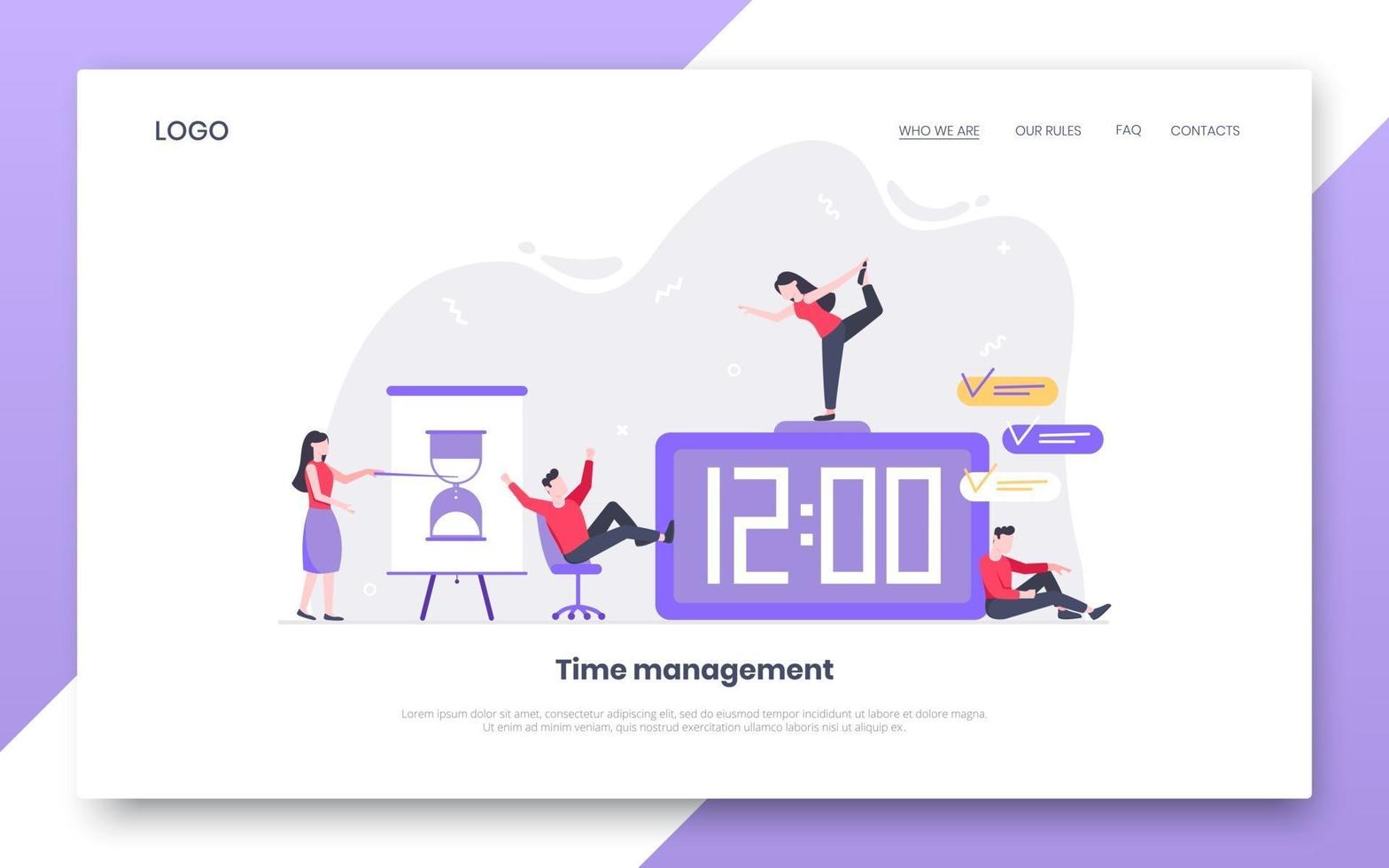 Tiny people characters working together with clock character people vector