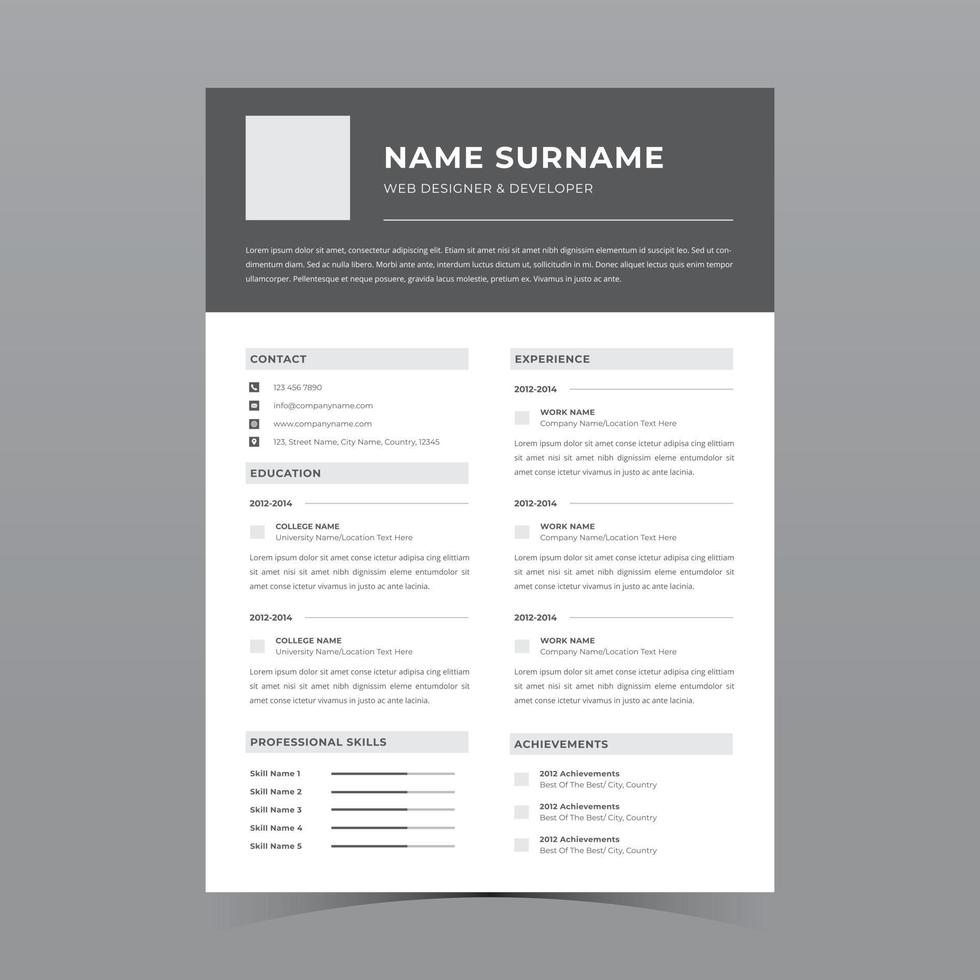 Resume Template Design vector