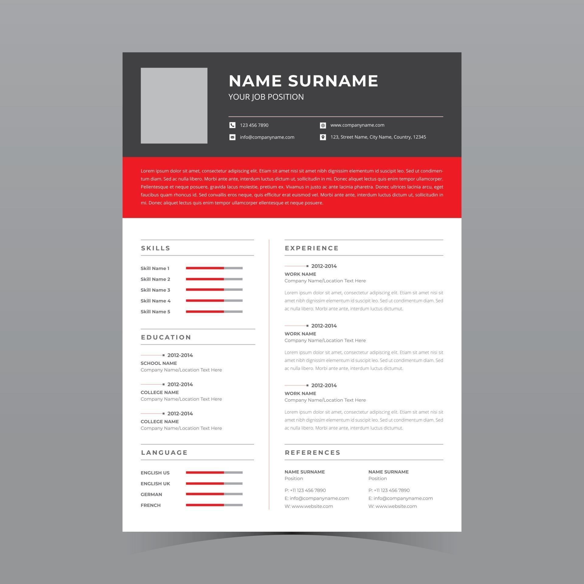 Resume Template Design 2432327 - Resume Template Design Vector