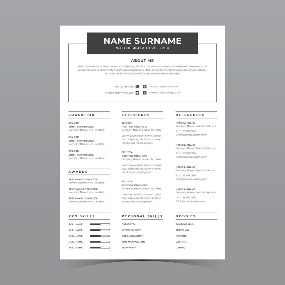 Resume Template Design vector