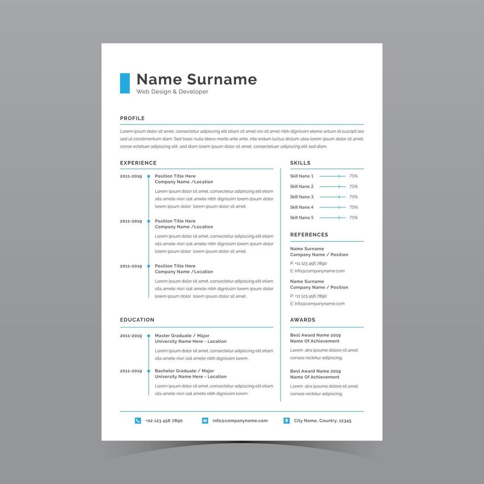 Resume Template Design vector