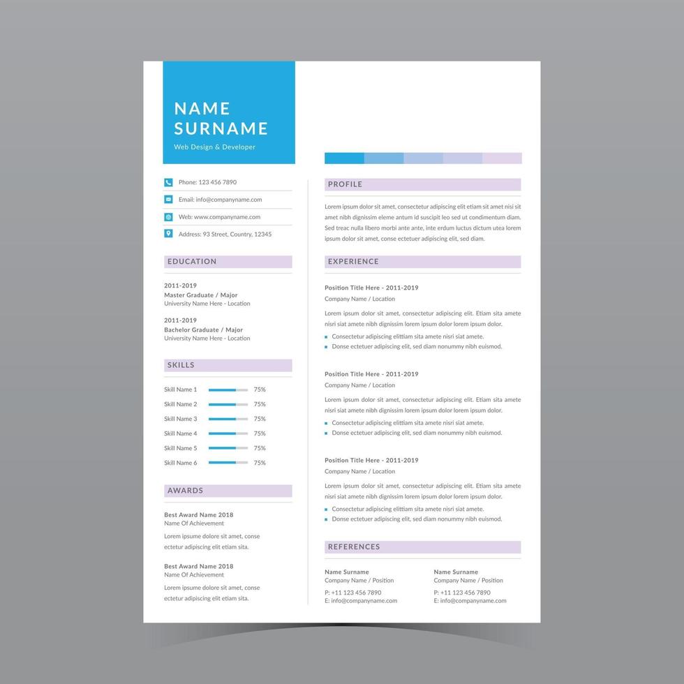 Resume Template Design 2432350 - Resume Template Design Vector 