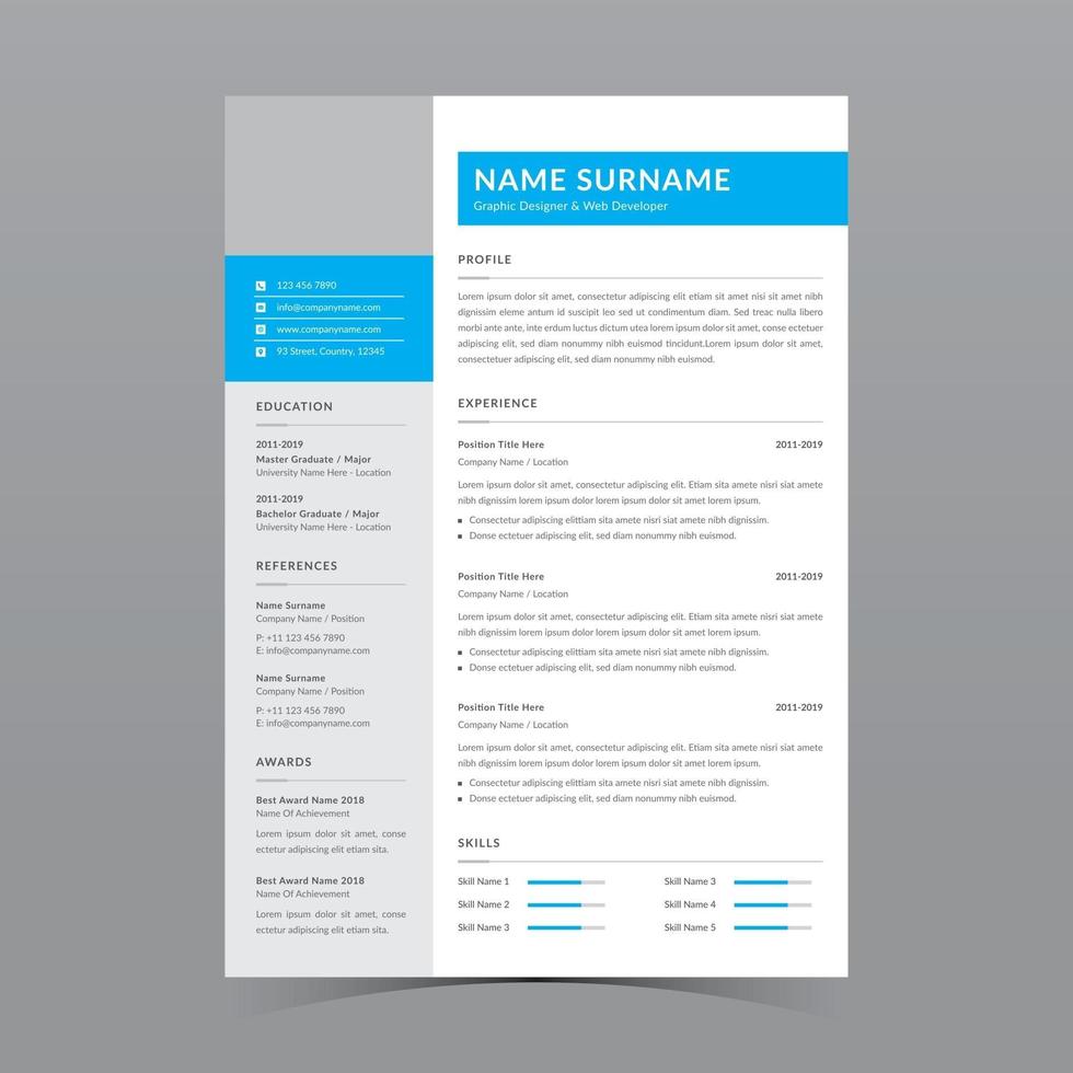 Resume Template Design vector