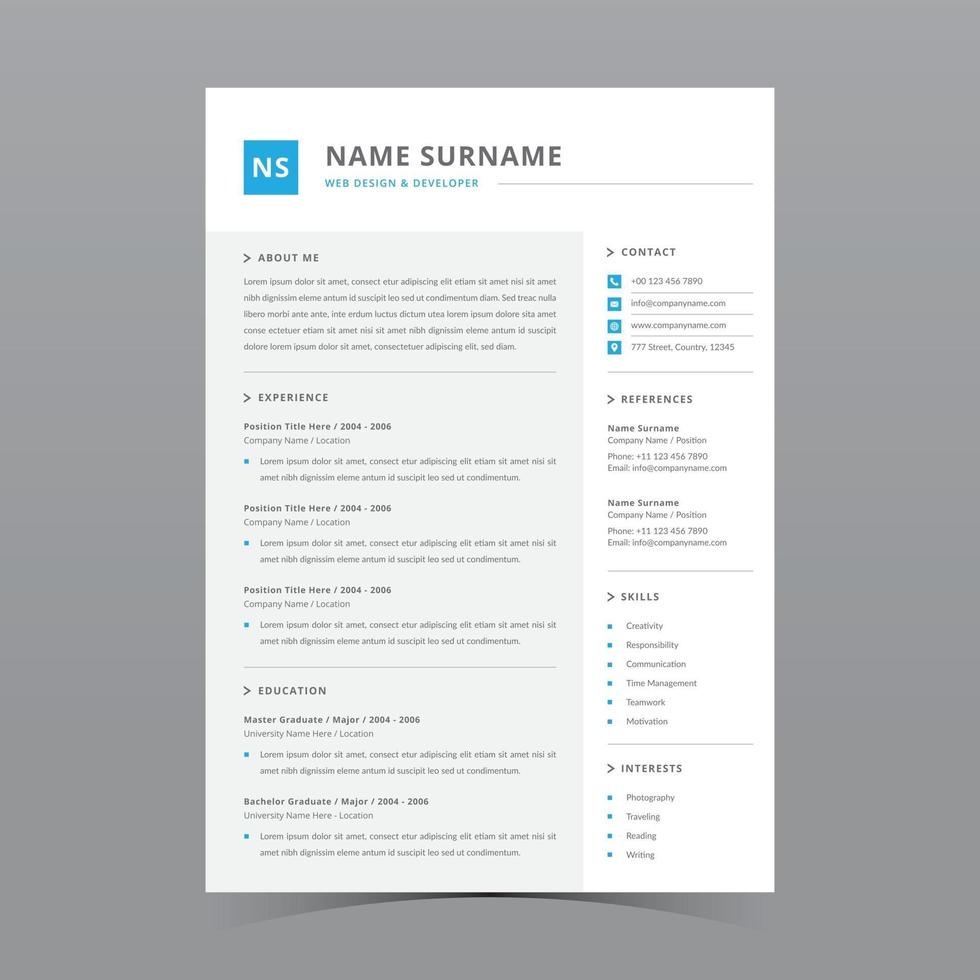 Resume Template Design vector