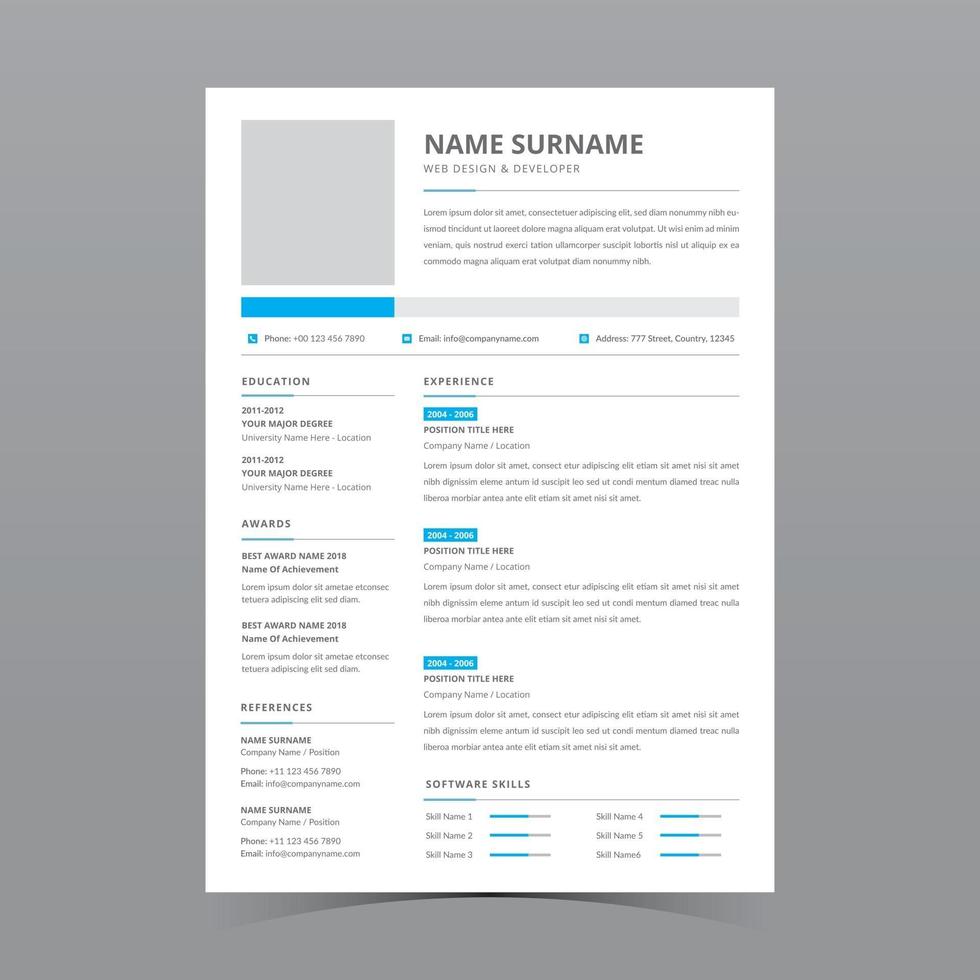 Resume Template Design vector