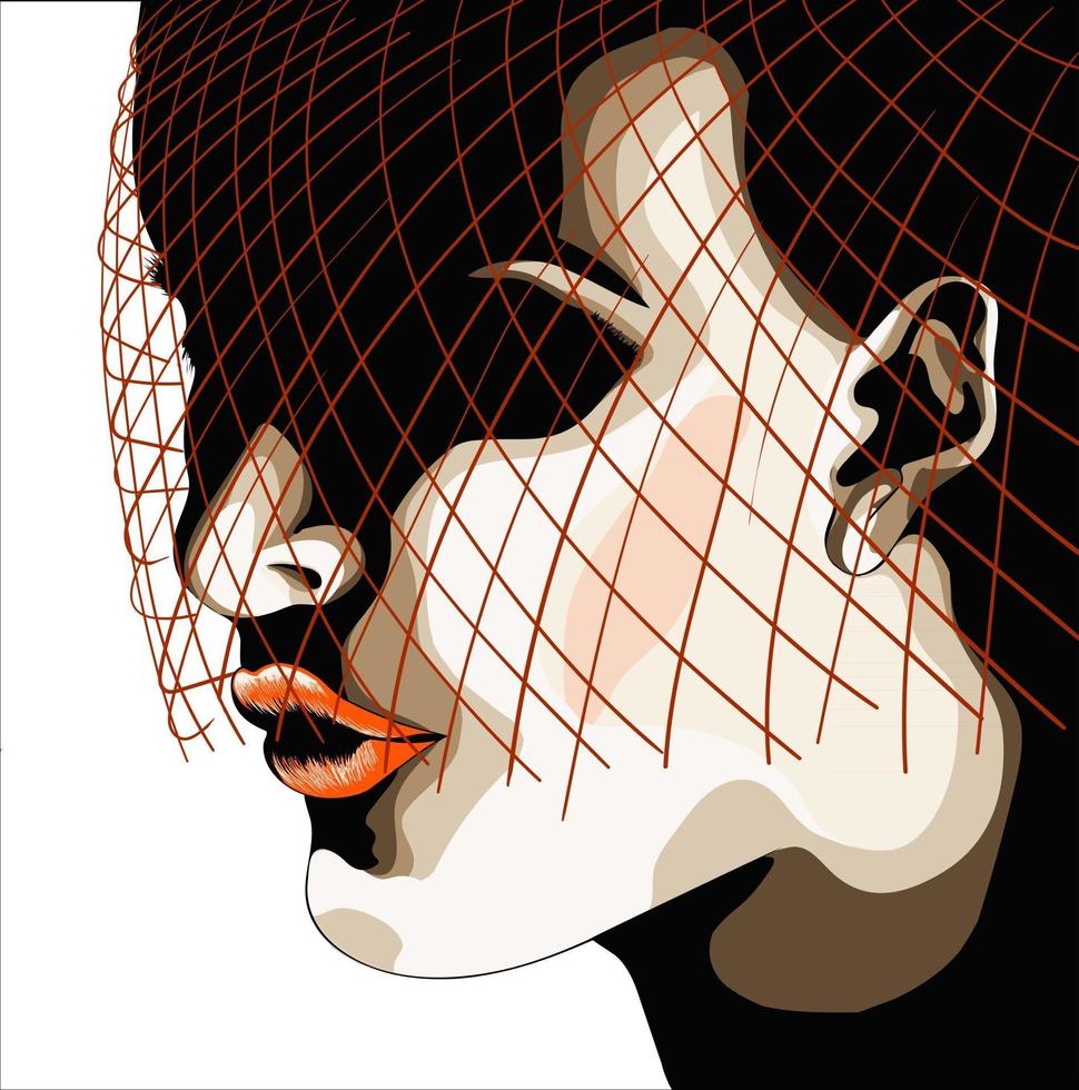 vector image of a silhouette of a female face side view