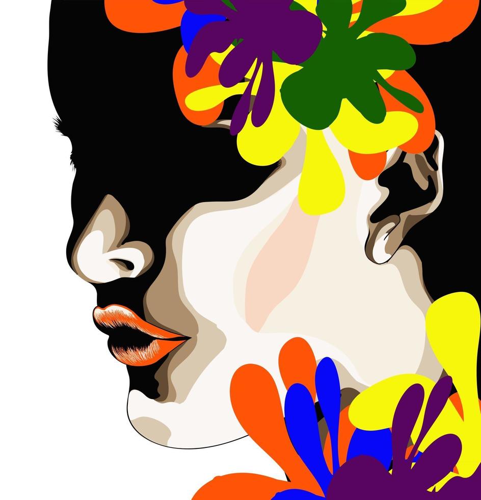 vector image of a silhouette of a female face side view