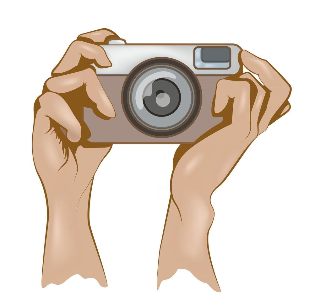 vector image of the hand holding the camera