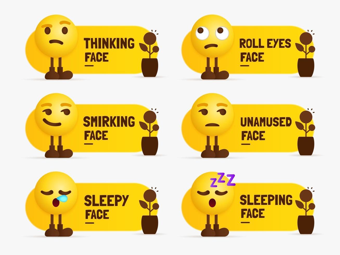 Emoji characters standing with text label Set of mixed feeling vector