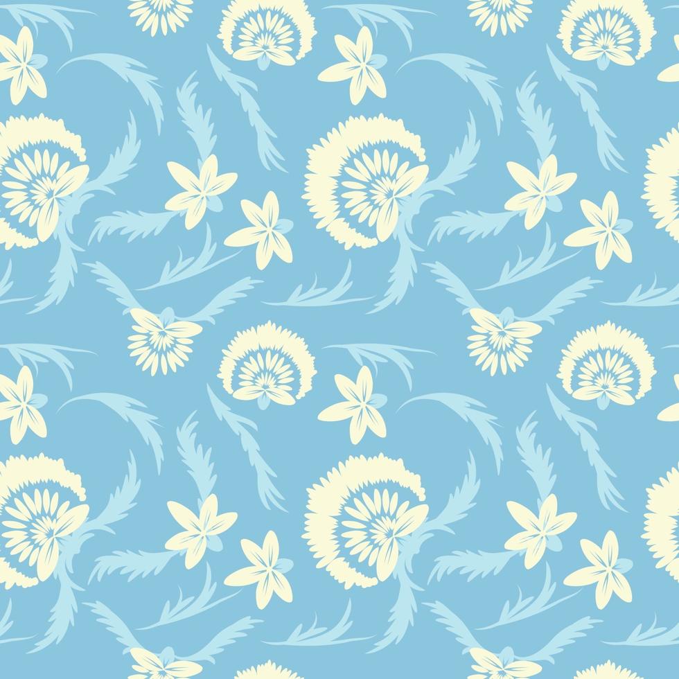 Folk floral art pattern  Flowers abstract surface design  Seamless pattern vector