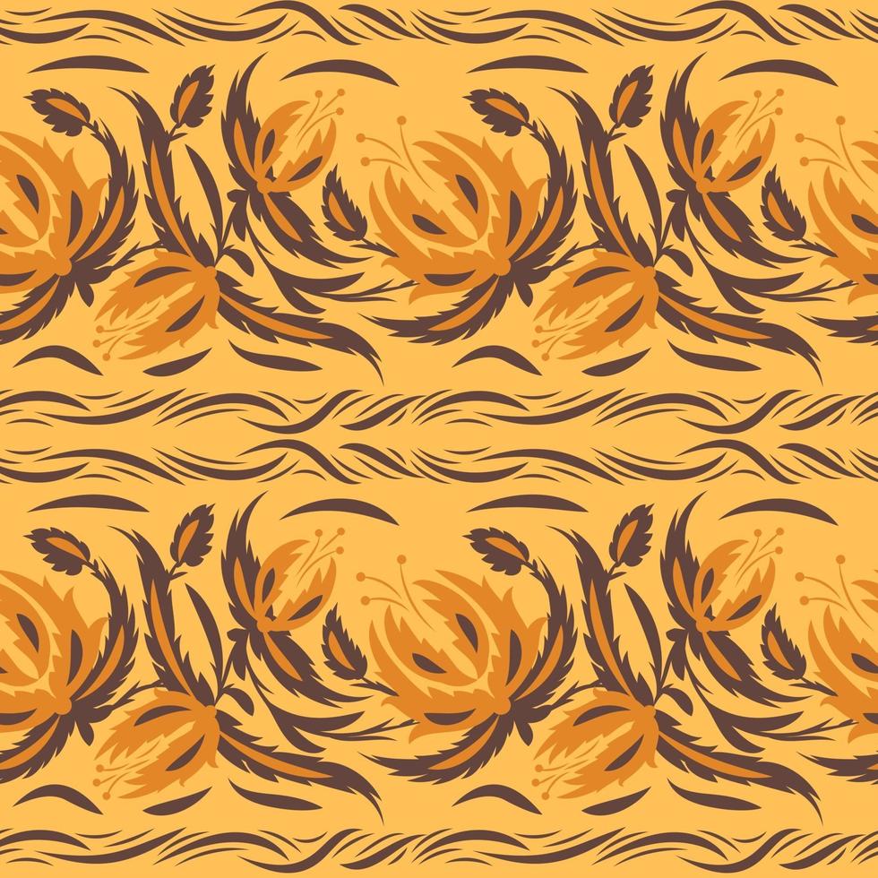 Folk floral art pattern  Flowers abstract surface design  Seamless pattern vector