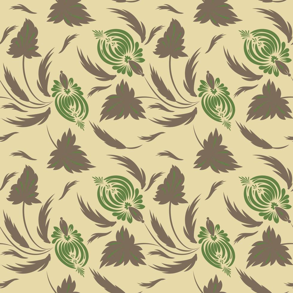 Folk floral art pattern  Flowers abstract surface design  Seamless pattern vector