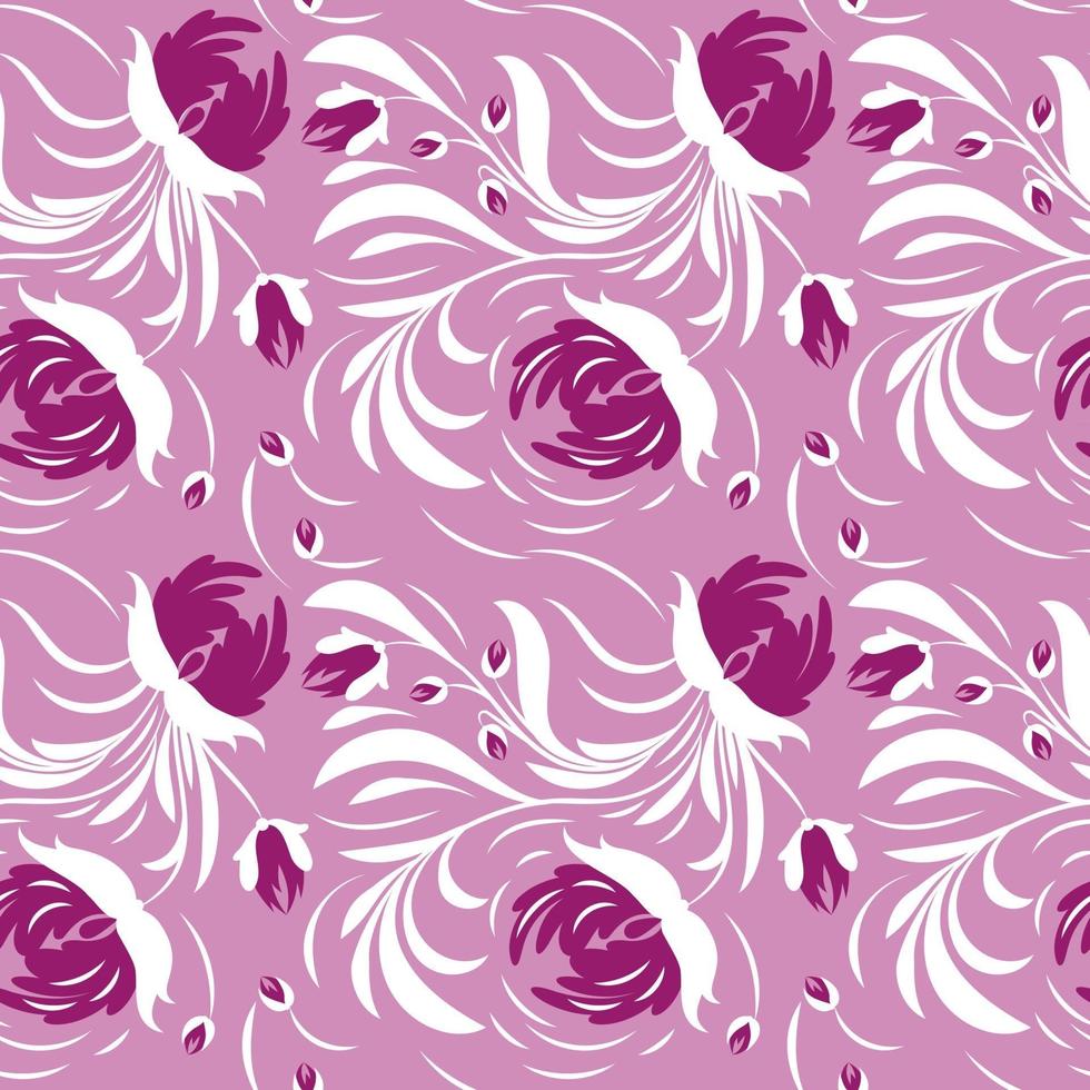 Folk floral art pattern  Flowers abstract surface design  Seamless pattern vector