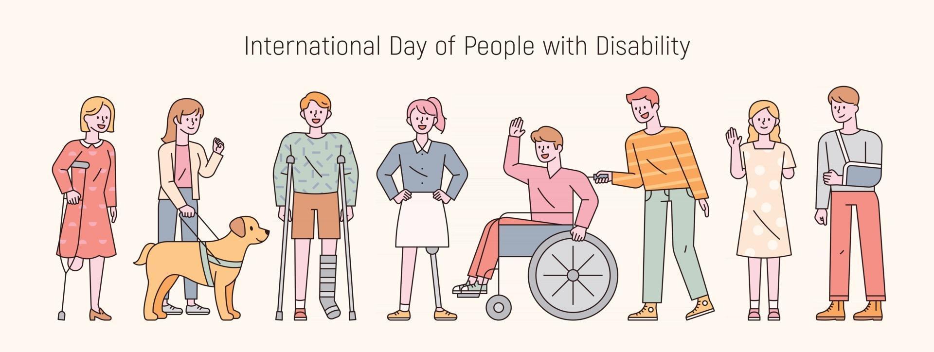 día internacional de las personas con discapacidad. Ilustración de vector mínimo de estilo de diseño plano.