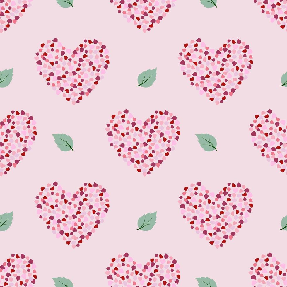 Seamless pattern with petal in heart shape on white background design for fabric textile print or wrapping paper vector