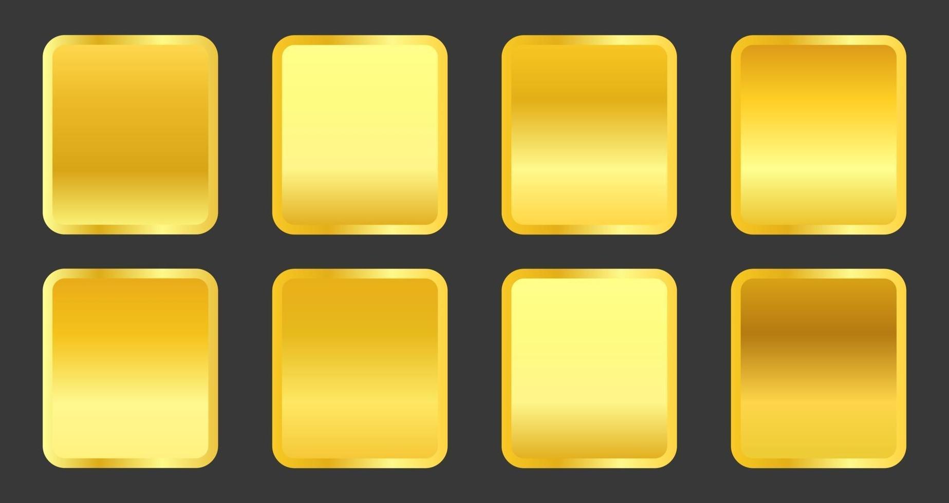 conjunto de gradientes metálicos de oro amarillo vector