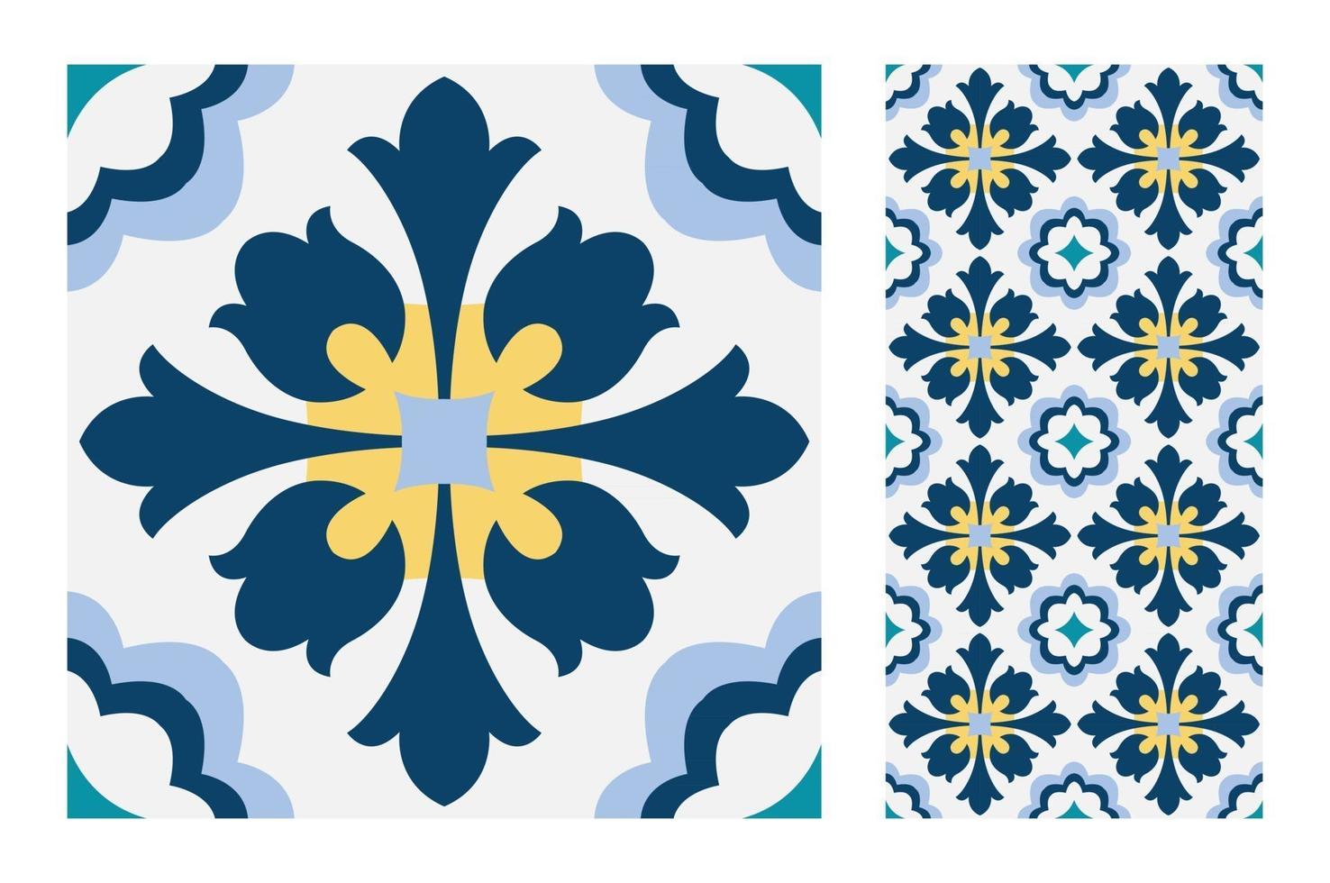 vintage tiles patterns antique seamless vector
