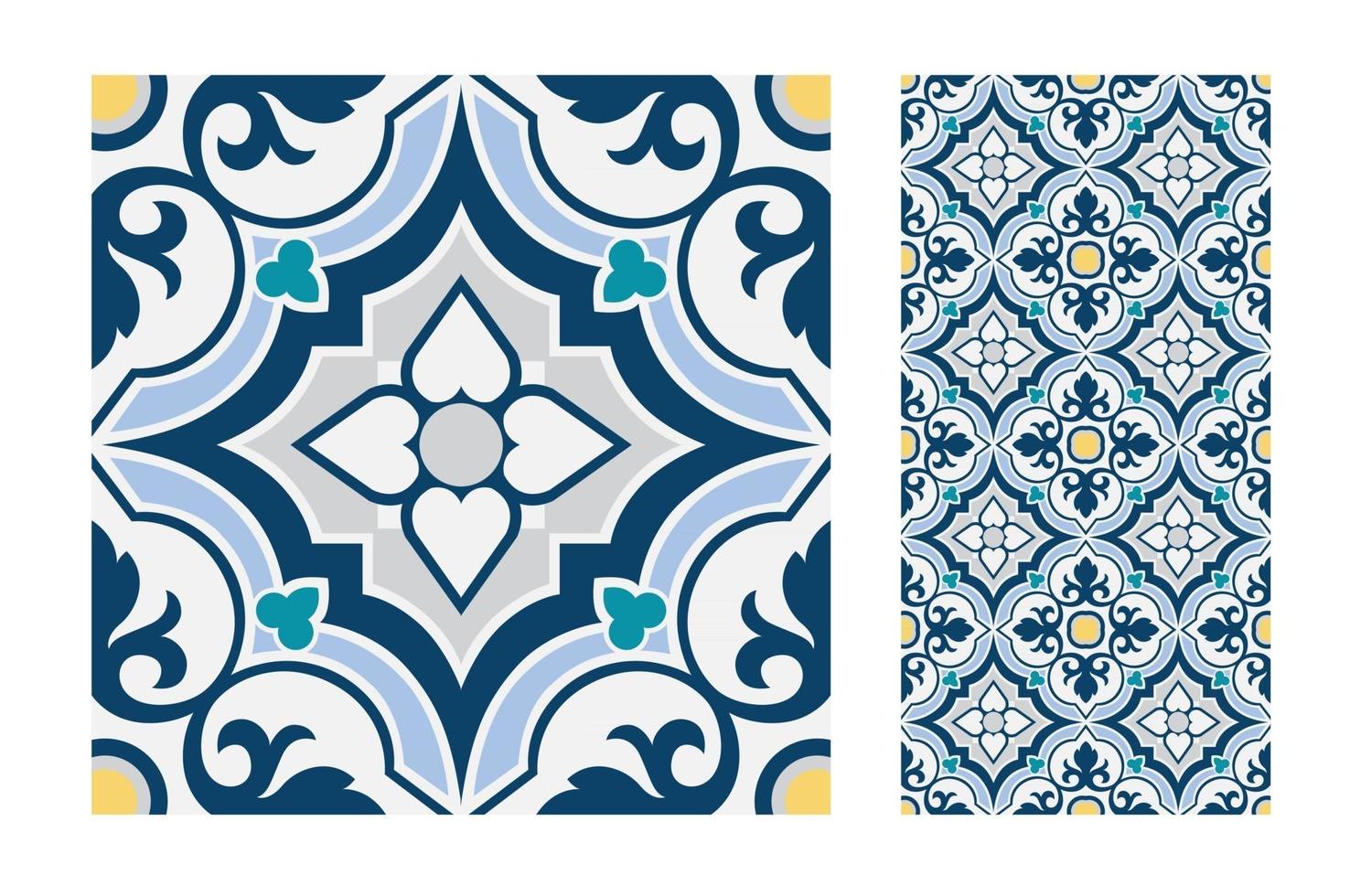 vintage tiles patterns antique seamless design vector