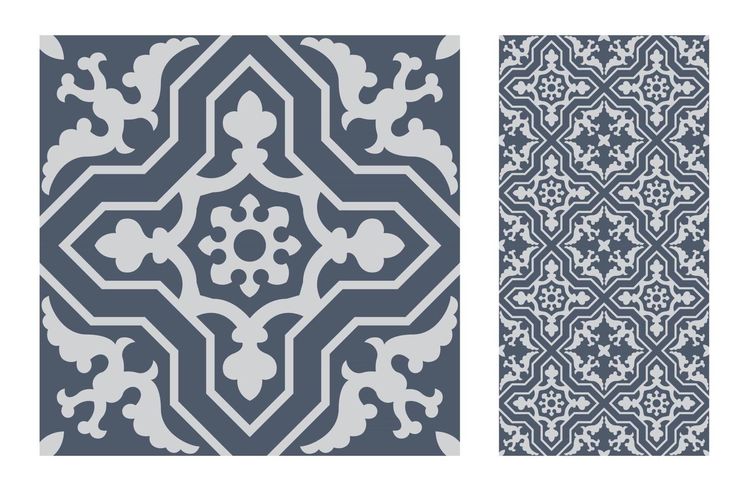 vintage tiles patterns antique seamless design vector