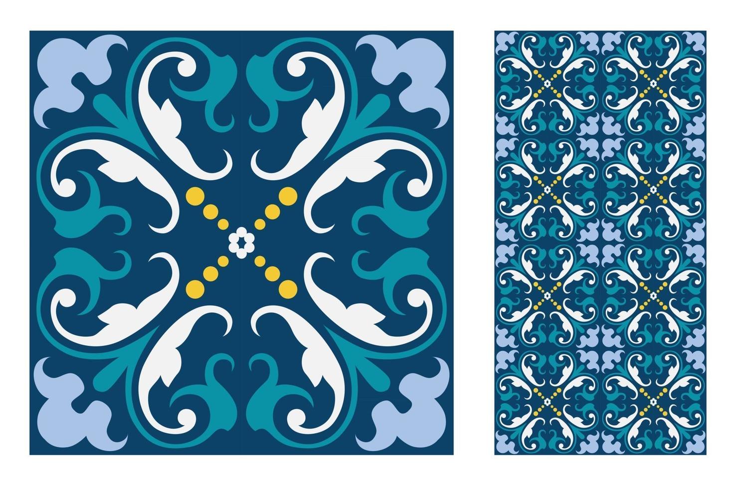 vintage tiles patterns antique seamless vector