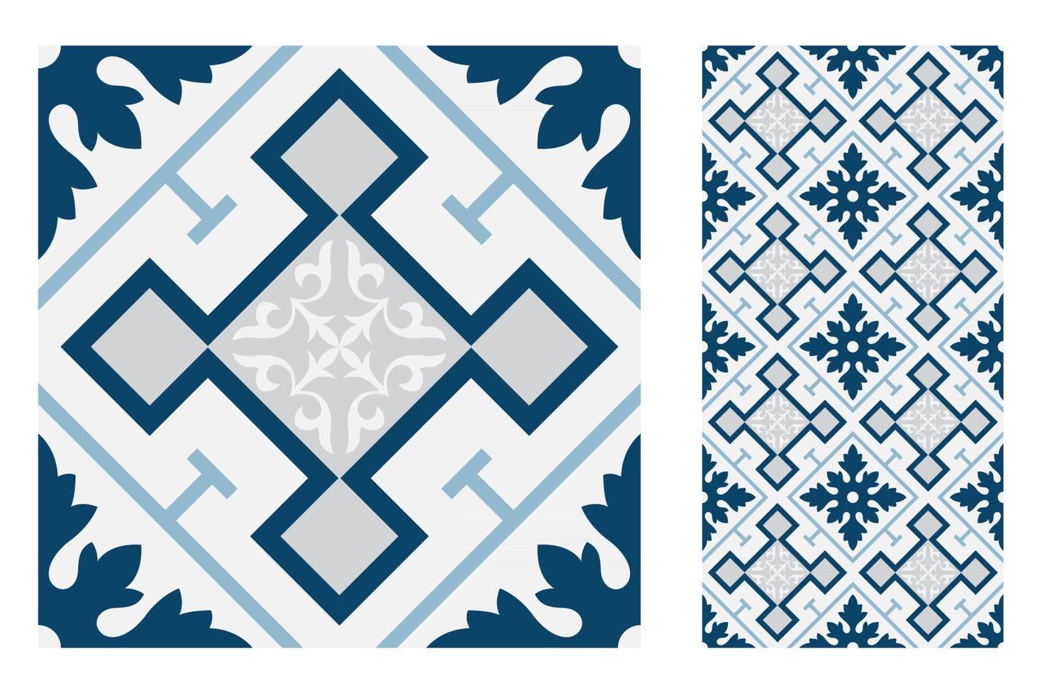 vintage tiles patterns antique seamless vector