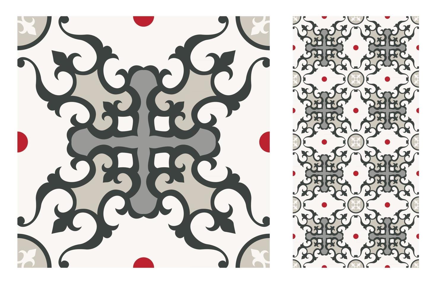 vintage tiles patterns antique seamless vector