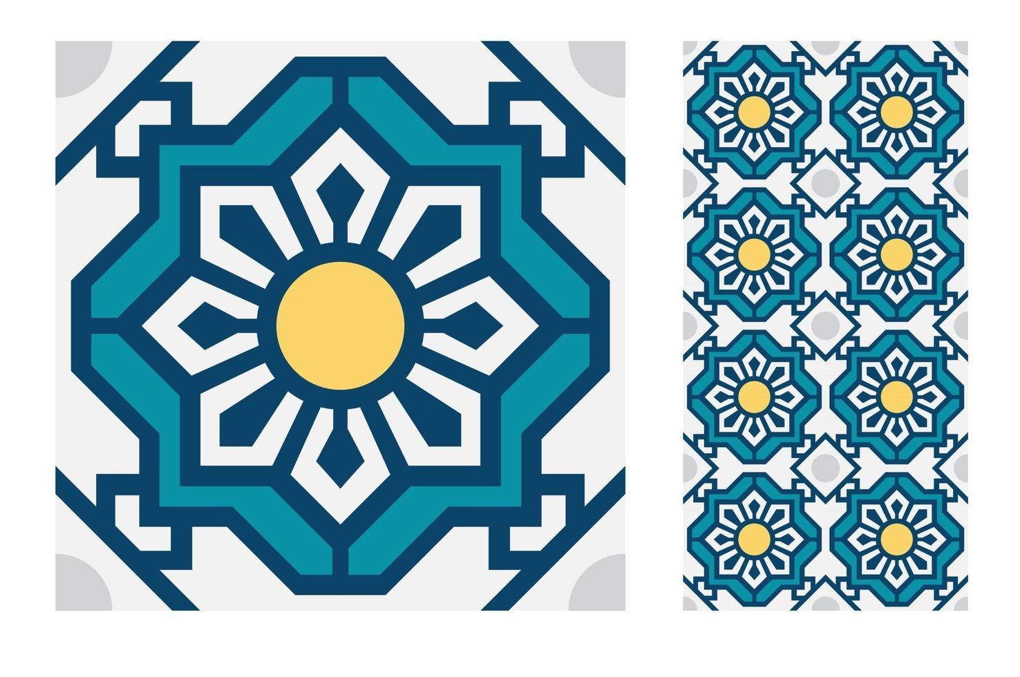 vintage tiles patterns antique seamless vector