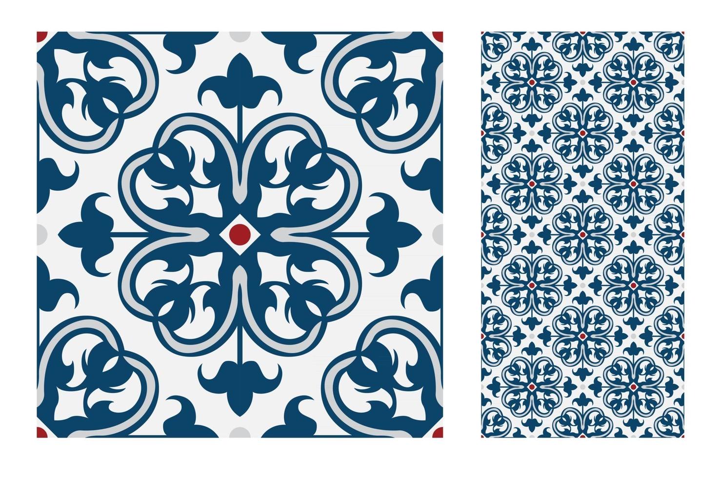 vintage tiles patterns antique seamless vector