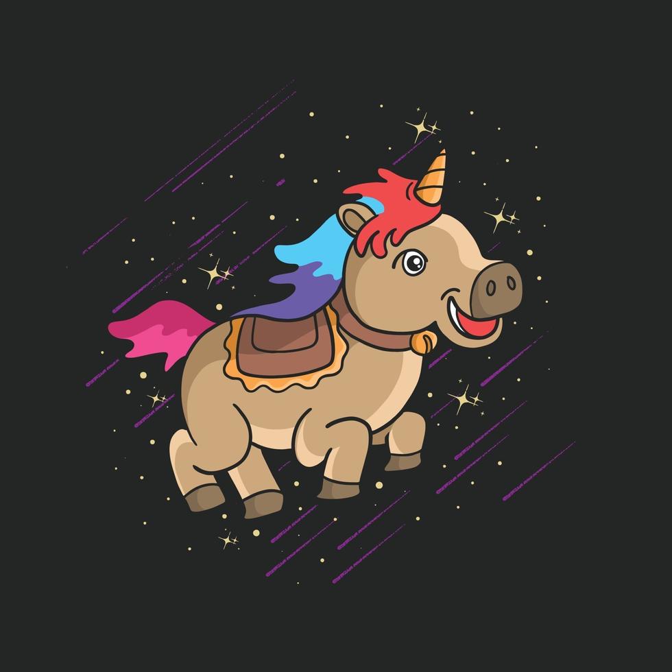 cute unicorn horse colorful illustration vector