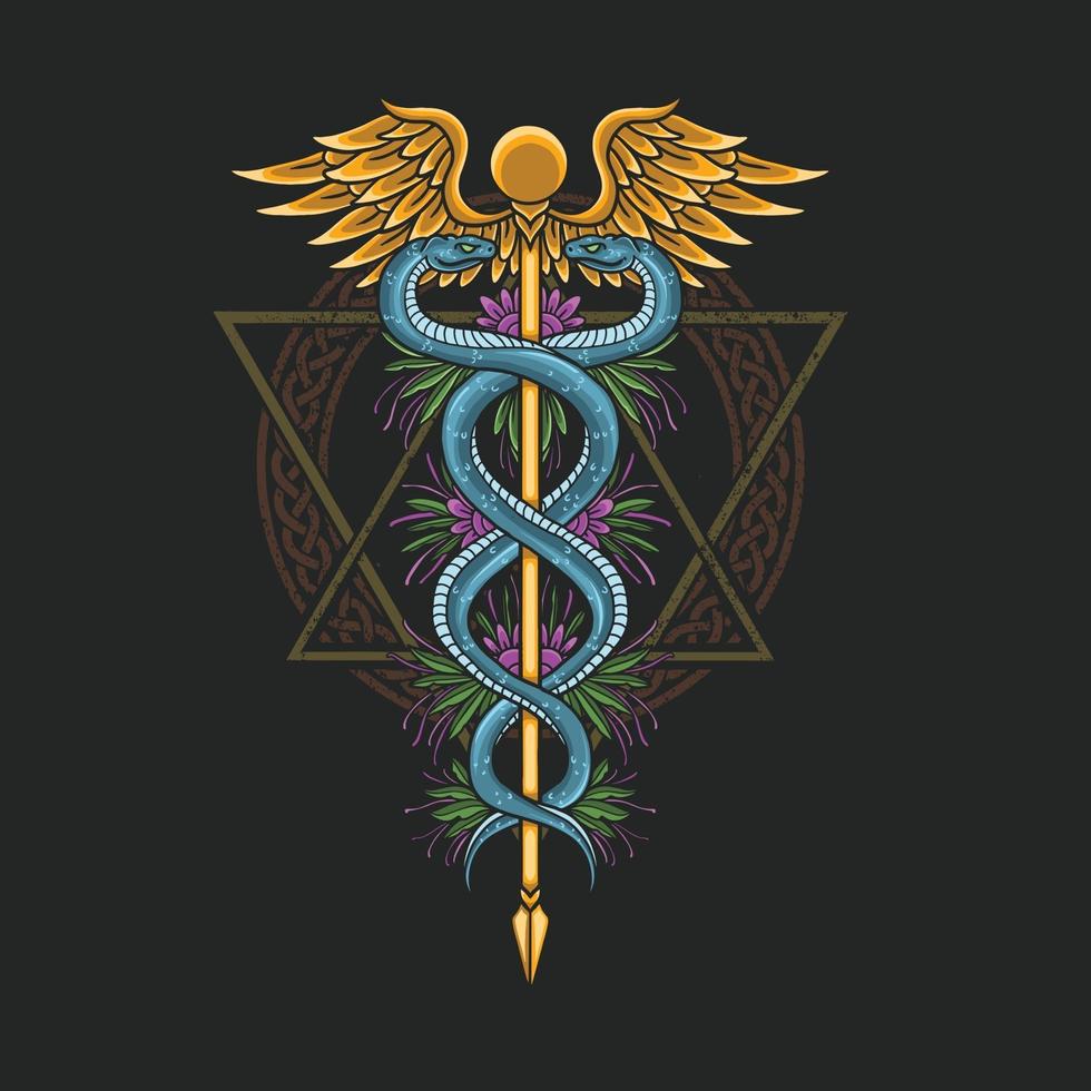 medical symbol caduceus healthcare illustration vector
