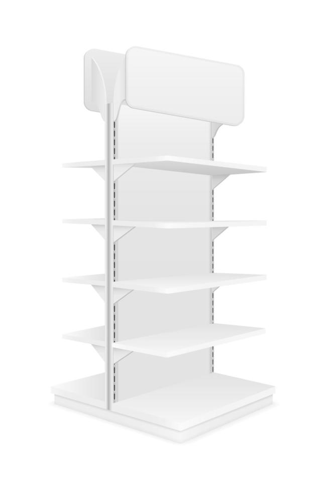 estante de la estantería para el comercio de la tienda plantilla vacía para la ilustración del vector de la acción del diseño aislada en el fondo blanco