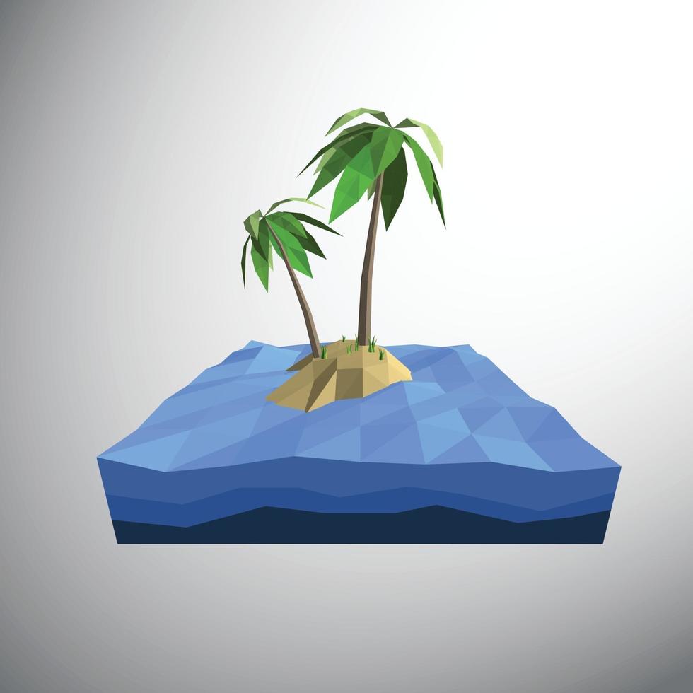 Vector Low polygon 3D palm tree  and grasses