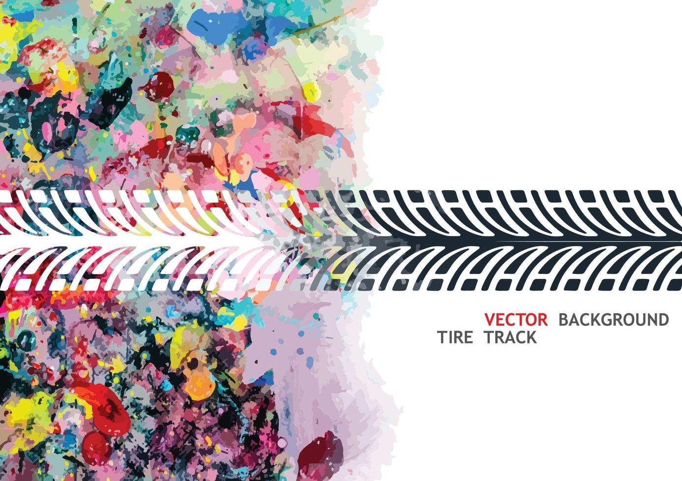 Colorful tire track on white background vector