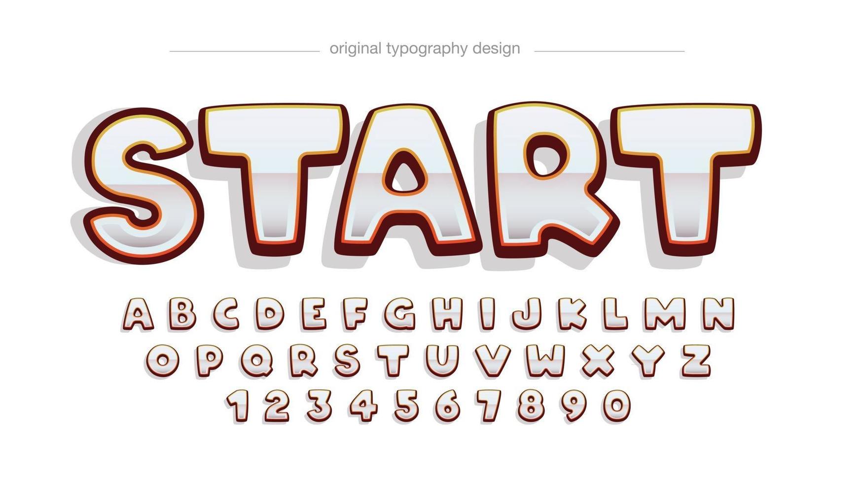 Chrome Metallic Rounded Cartoon Typography vector